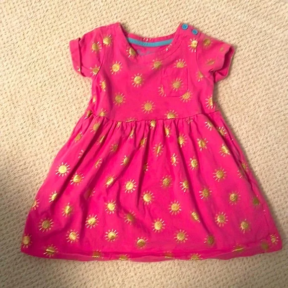 Mini Boden | Dresses | Mini Boden Dress Foil Jersey Dress Pink And Gold  Dress 34 4t | Poshmark